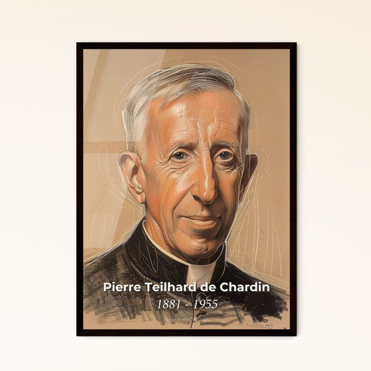 Elegant Portrait of Pierre Teilhard de Chardin: Inspiring Fusion of Science and Faith in Contemporary Art - Perfect Home Decor Gift