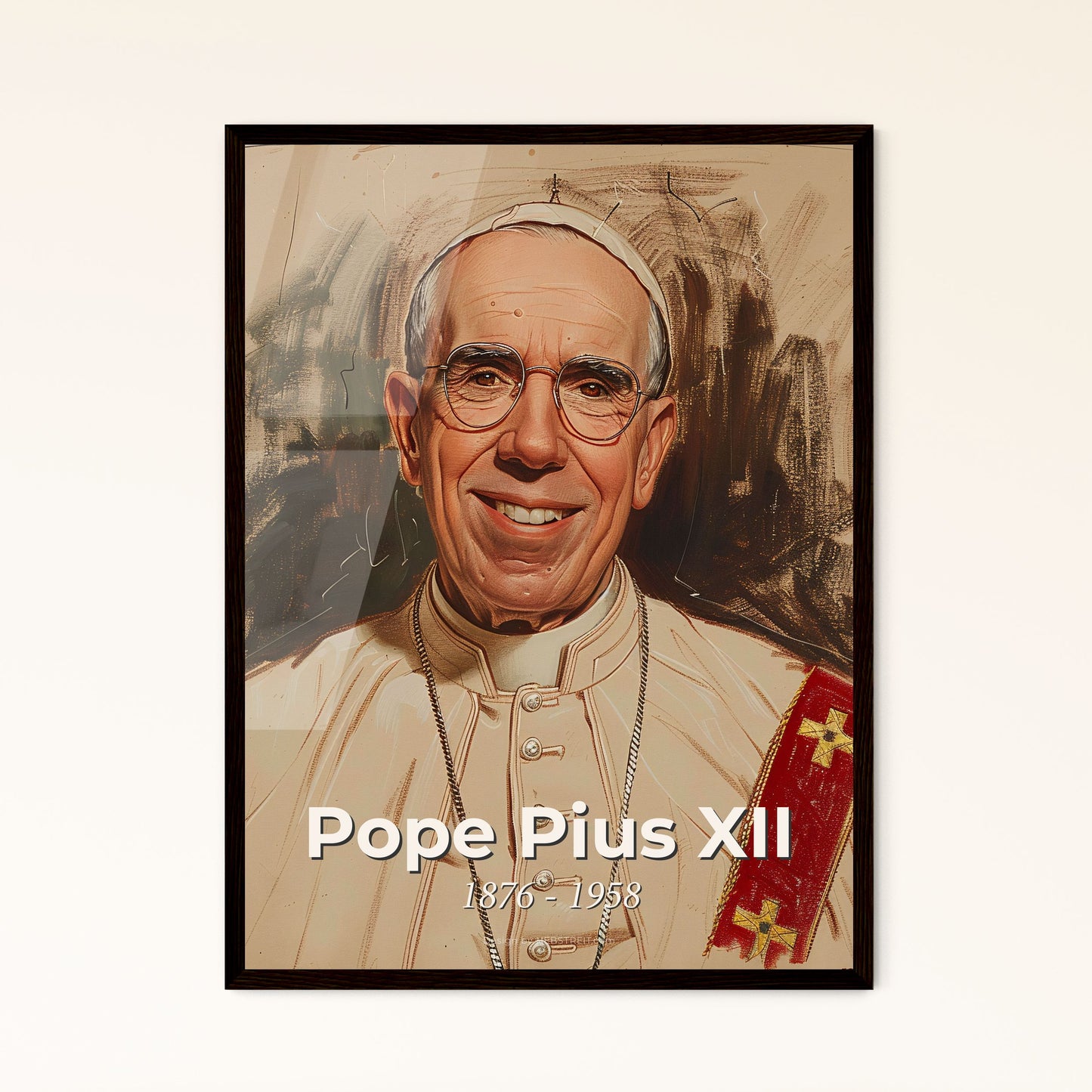 Contemporary Portrait of Pope Pius XII: A Dynamic Tribute to a Complex Legacy in Stunning Art - Perfect for Home Decor or Gifting