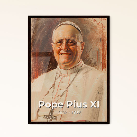 Vibrant Contemporary Portrait of Pope Pius XI: Elegant Encapsulation of Faith, History & Art on Premium Framed Print or Aluminum