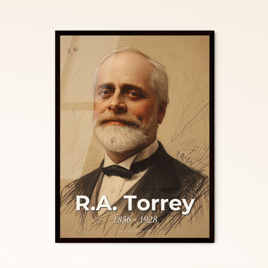 R.A. Torrey: Radiant Evangelist Portrait - Contemporary Art on Beige, Dynamic Lines & Subtle Hues for Elegant Home Decor