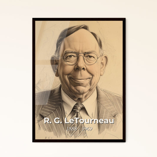 R.G. LeTourneau: Visionary Industrialist & Evangelist - A Stunning Contemporary Portrait on Beige, Perfect for Home Décor Gifts!