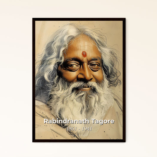 Elegant Portrait of Rabindranath Tagore: A Unique Tribute to the First Non-European Nobel Laureate in Literature - Art Print