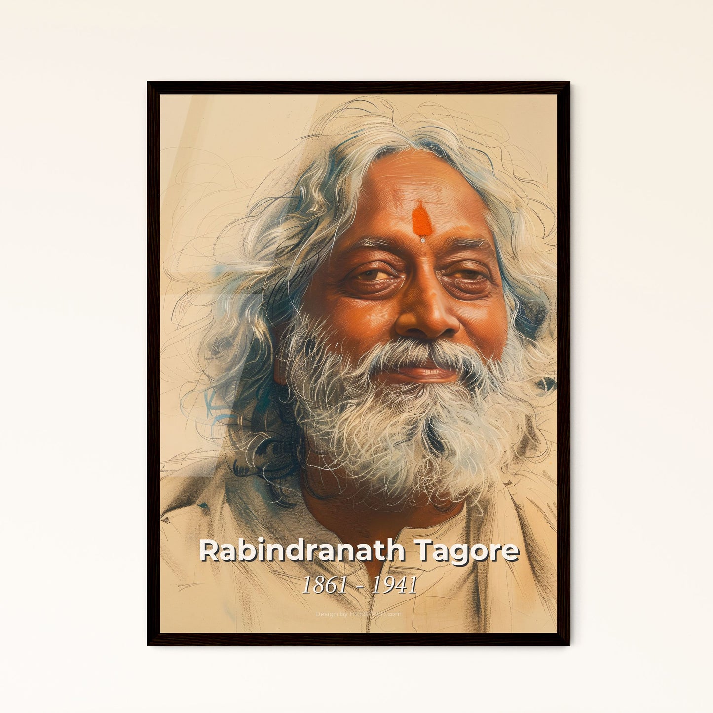 Captivating Portrait of Rabindranath Tagore: A Nobel Laureate's Essence + Contemporary Art for Distinctive Home Decor