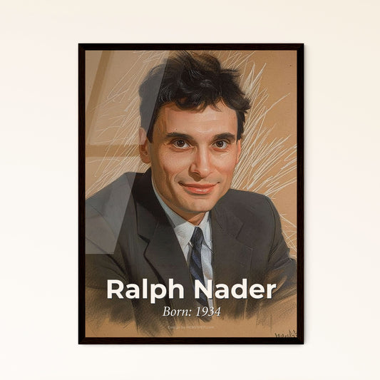 Vibrant Portrait of Ralph Nader: A Celebration of Activism in Contemporary Art - Perfect for Home Decor and Thoughtful Gifting!