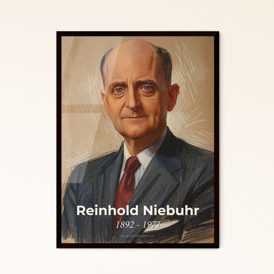 Elegant Reinhold Niebuhr Portrait: A Contemporary Art Print Celebrating His Legacy in Thoughtful Hues and Dynamic Lines