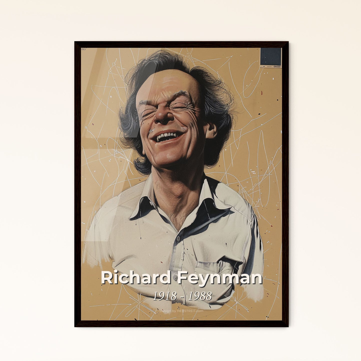 Dynamic Portrait of Richard Feynman: Quantum Pioneer in Elegant Contemporary Art - Perfect Gift for Science Enthusiasts & Home Décor