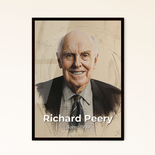 Captivating Portrait of Richard Peery: Contemporary Art Print on Beige, Perfect for Home Decor or Unique Gift Idea!