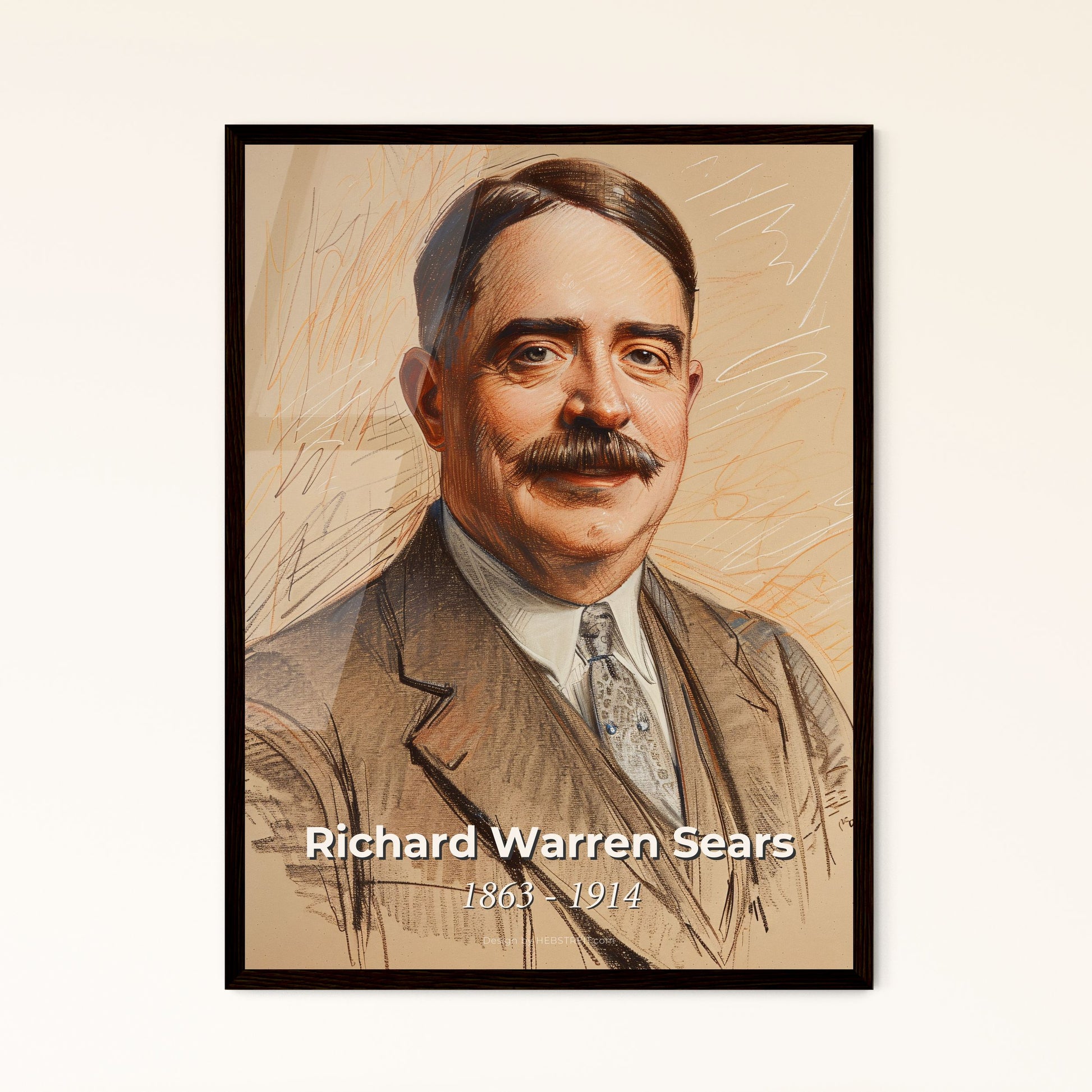 Vibrant Portrait of Richard Warren Sears Framed Print