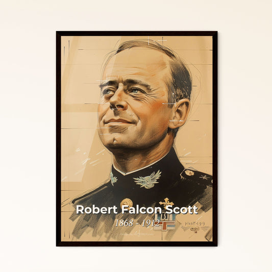 Elegant Contemporary Portrait of Robert Falcon Scott: British Explorer's Spirit Captured in Dynamic Lines and Subtle Hues