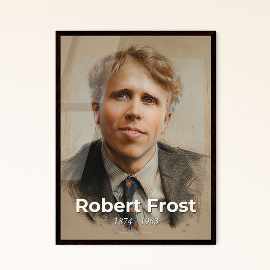 Whimsical Portrait of Robert Frost: An Artistic Tribute to Nature's Poet - Unique Print for Home Decor & Gift-giving Delights