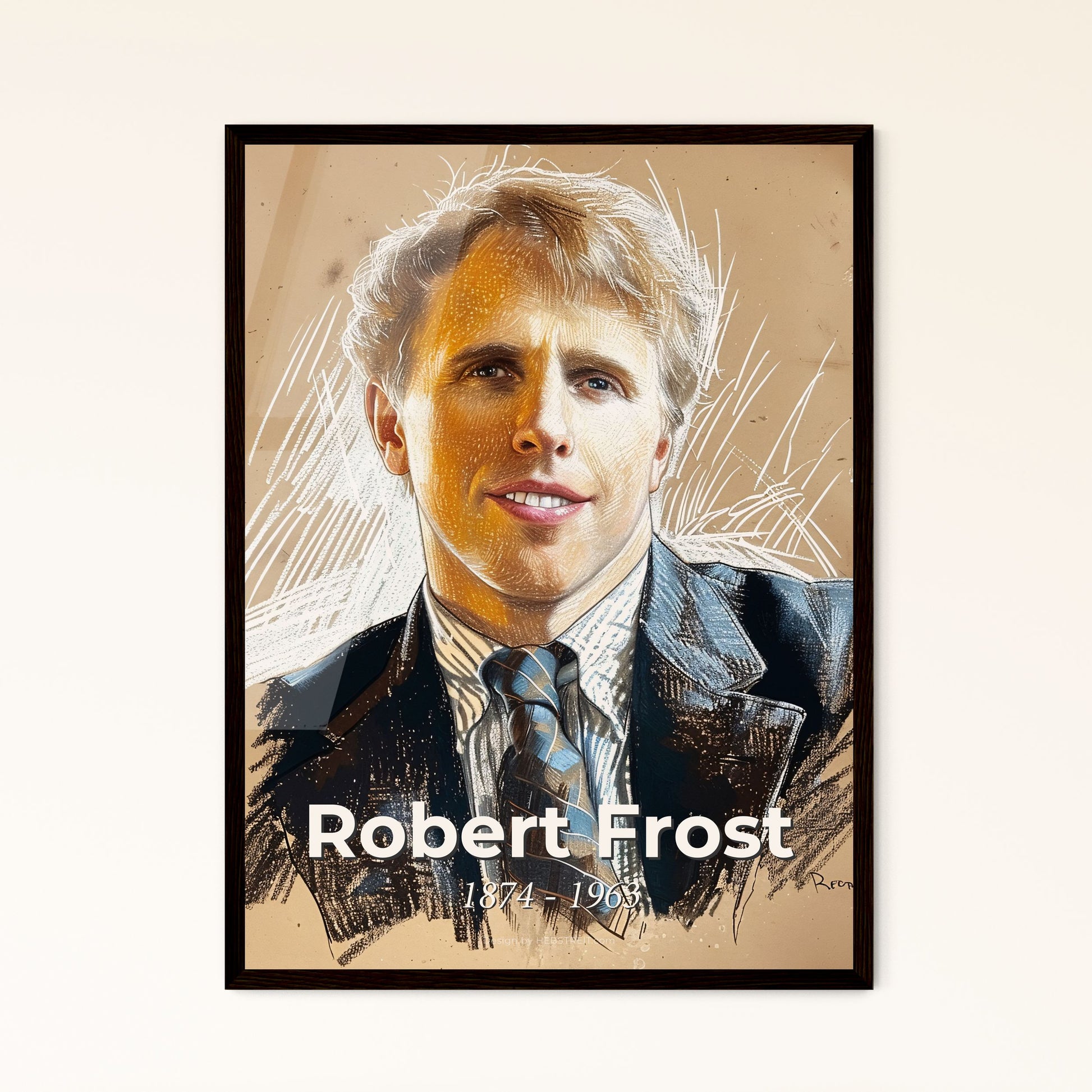 Captivating Portrait of Robert Frost: A Dynamic Blend of Contemporary Art & Rustic Charm, Perfect for Home Decor & Thoughtful Gifts.