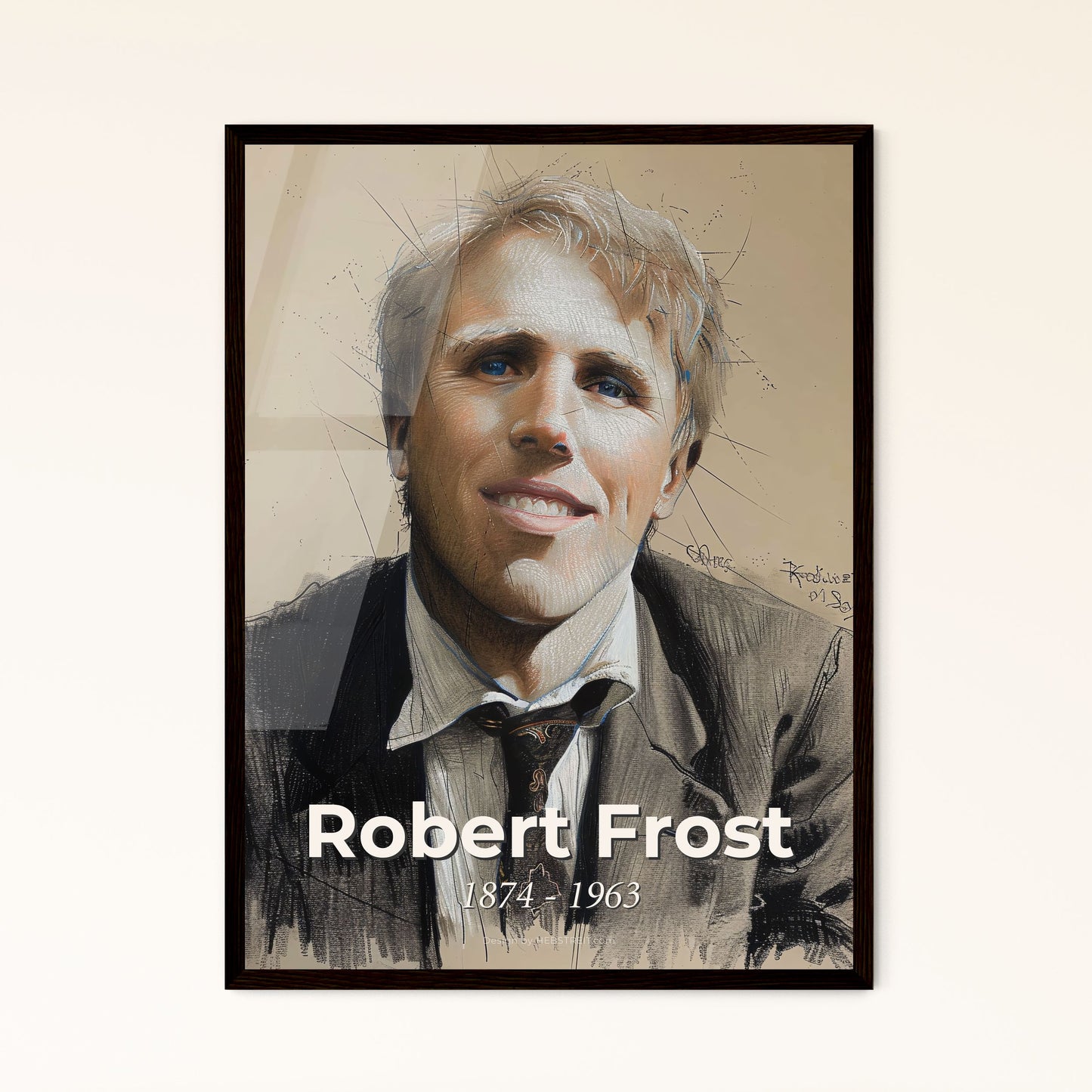 Captivating Robert Frost Portrait: Dynamic Contemporary Art Print Combining Rural Charm and Modern Elegance for Home Decor