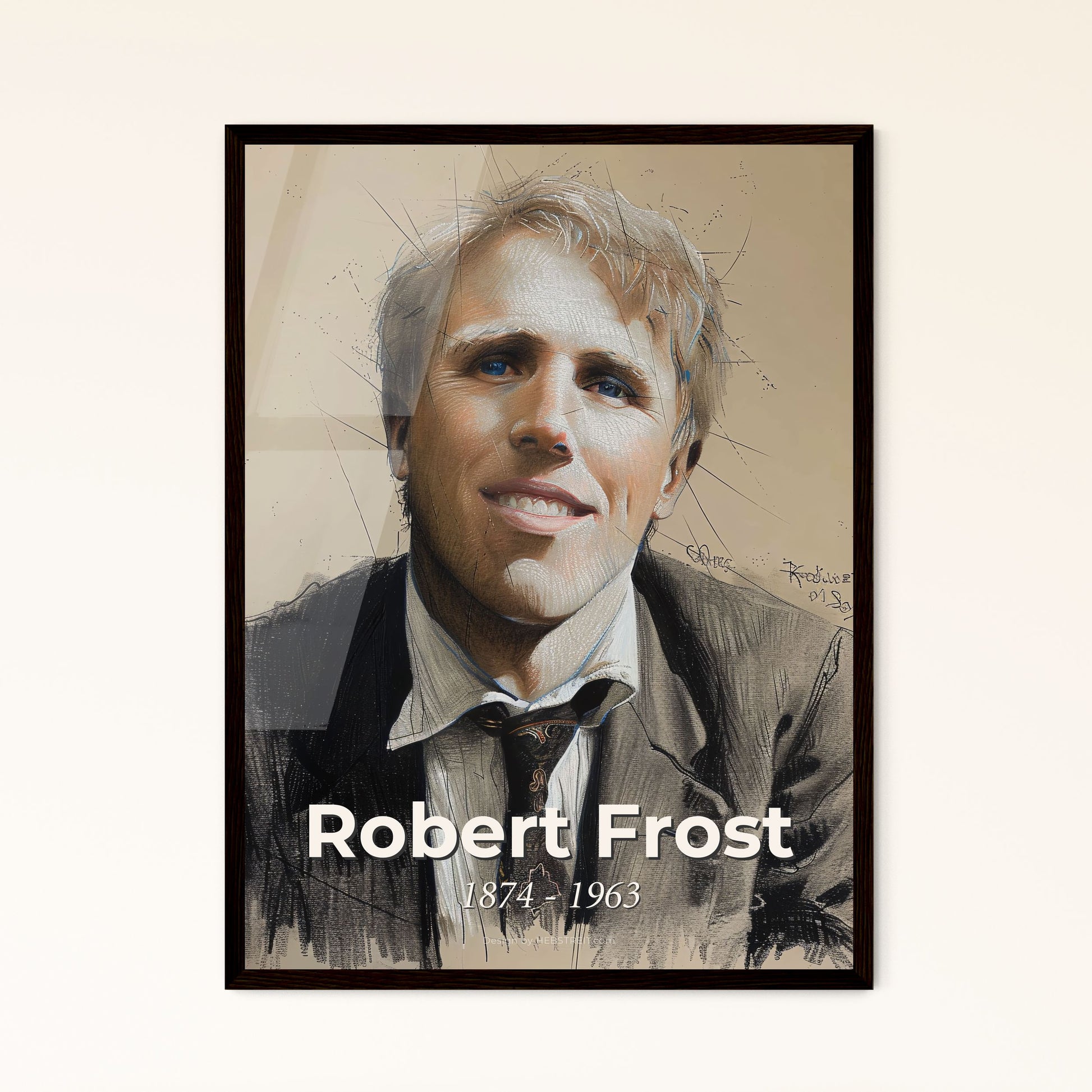 Captivating Robert Frost Portrait: Dynamic Contemporary Art Print Combining Rural Charm and Modern Elegance for Home Decor