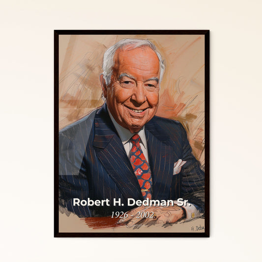 Elegant Tribute to Robert H. Dedman Sr.: Captivating Contemporary Portrait on Beige, Perfect for Home Decor or Gifting