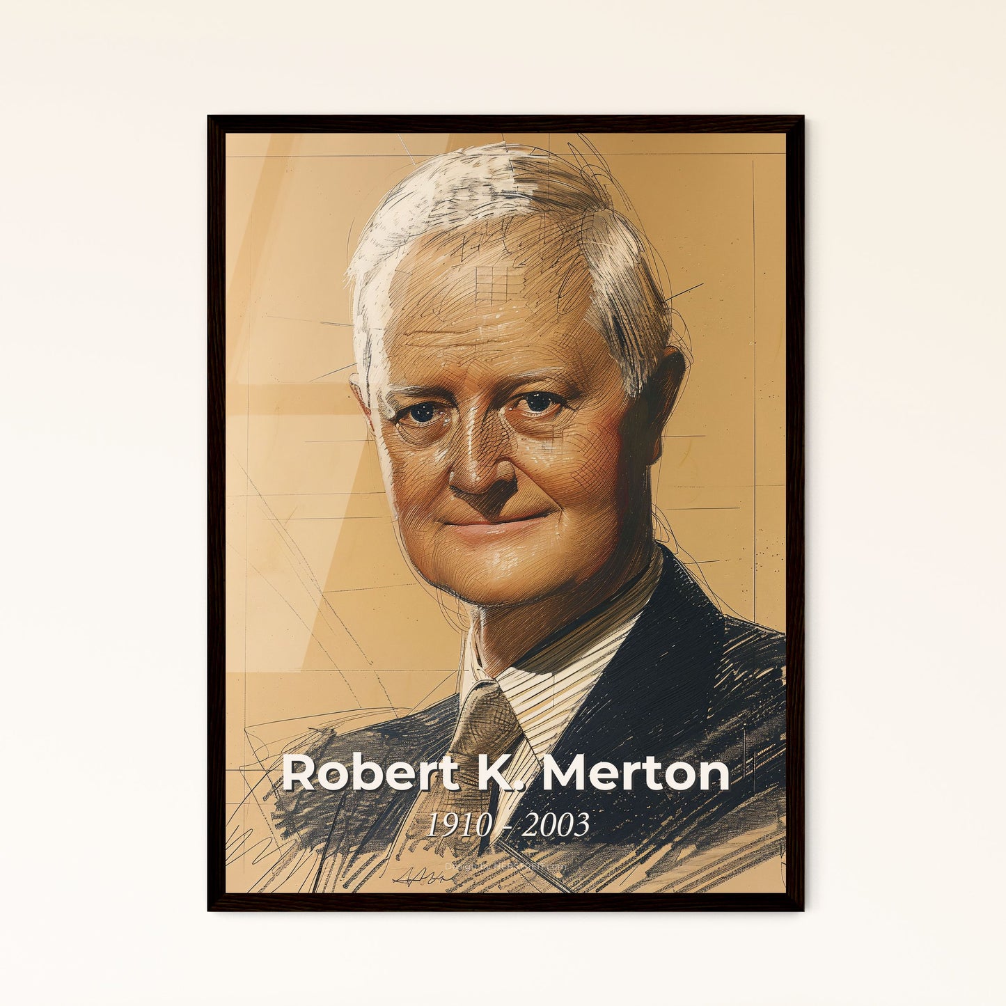 Captivating Contemporary Portrait of Robert K. Merton: A Tribute to the Innovator of Anomie & Strain Theory - Perfect for Home Decor