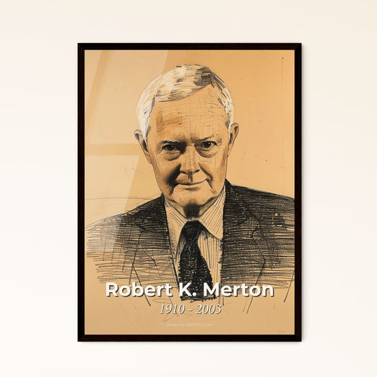 Elegant Portrait of Robert K. Merton (1910-2003): A Striking Contemporary Art Print Celebrating the Iconic Sociologist's Legacy