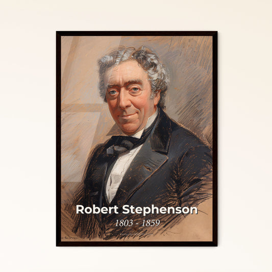 Elegant Contemporary Portrait of Robert Stephenson: Celebrated British Engineer, Rendered with Striking Lines and Subtle Colors