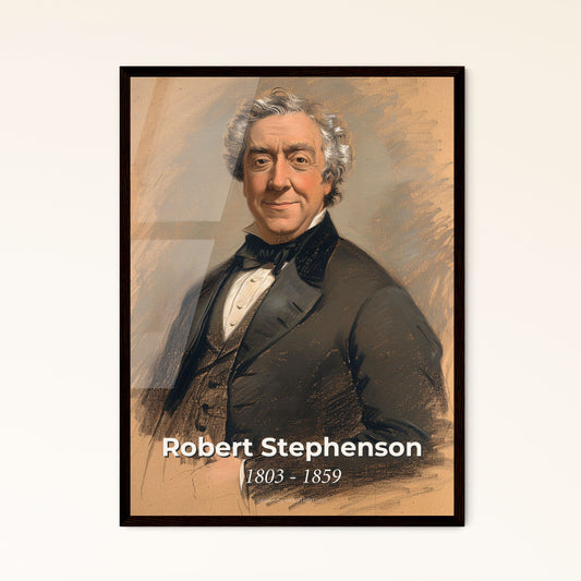 Elegant Portrait of Robert Stephenson: A Contemporary Tribute to the Father of Railways, Perfect for Home Décor & Gifting