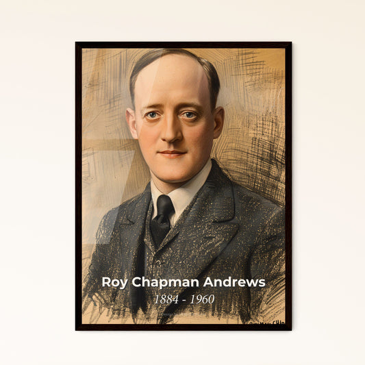 Roy Chapman Andrews: Captivating Explorer Portrait in Contemporary Hues - A Unique Gift for Art Lovers & Home Decor Enthusiasts