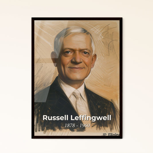 Elegant Portrait of Russell Leffingwell: A Masterful Contemporary Drawing Celebrating Mid-Century American Banking Greatness