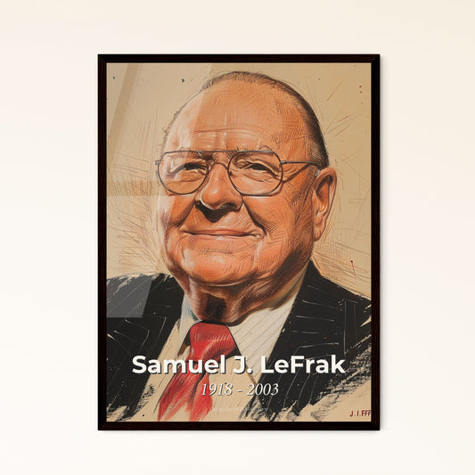 Elegant Portrait of Samuel J. LeFrak: Iconic Real Estate Visionary – Contemporary Art Print for Stunning Home Décor