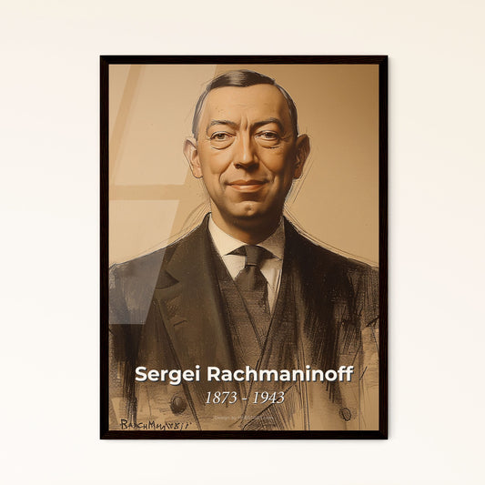 Elegant Portrait of Rachmaninoff Framed Print