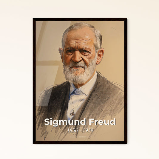 Elegant Portrait of Sigmund Freud: A Contemporary Tribute in Warm Tones - Perfect for Home Décor or as a Thoughtful Gift