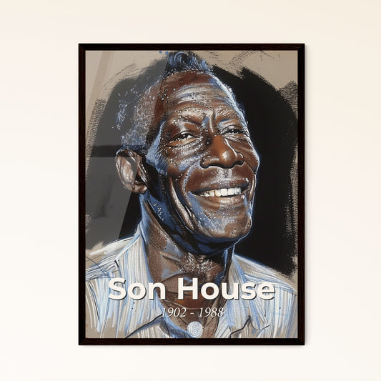 Emotive Tribute to Son House: Striking Contemporary Portrait of the Delta Blues Legend | Unique Home Décor Print