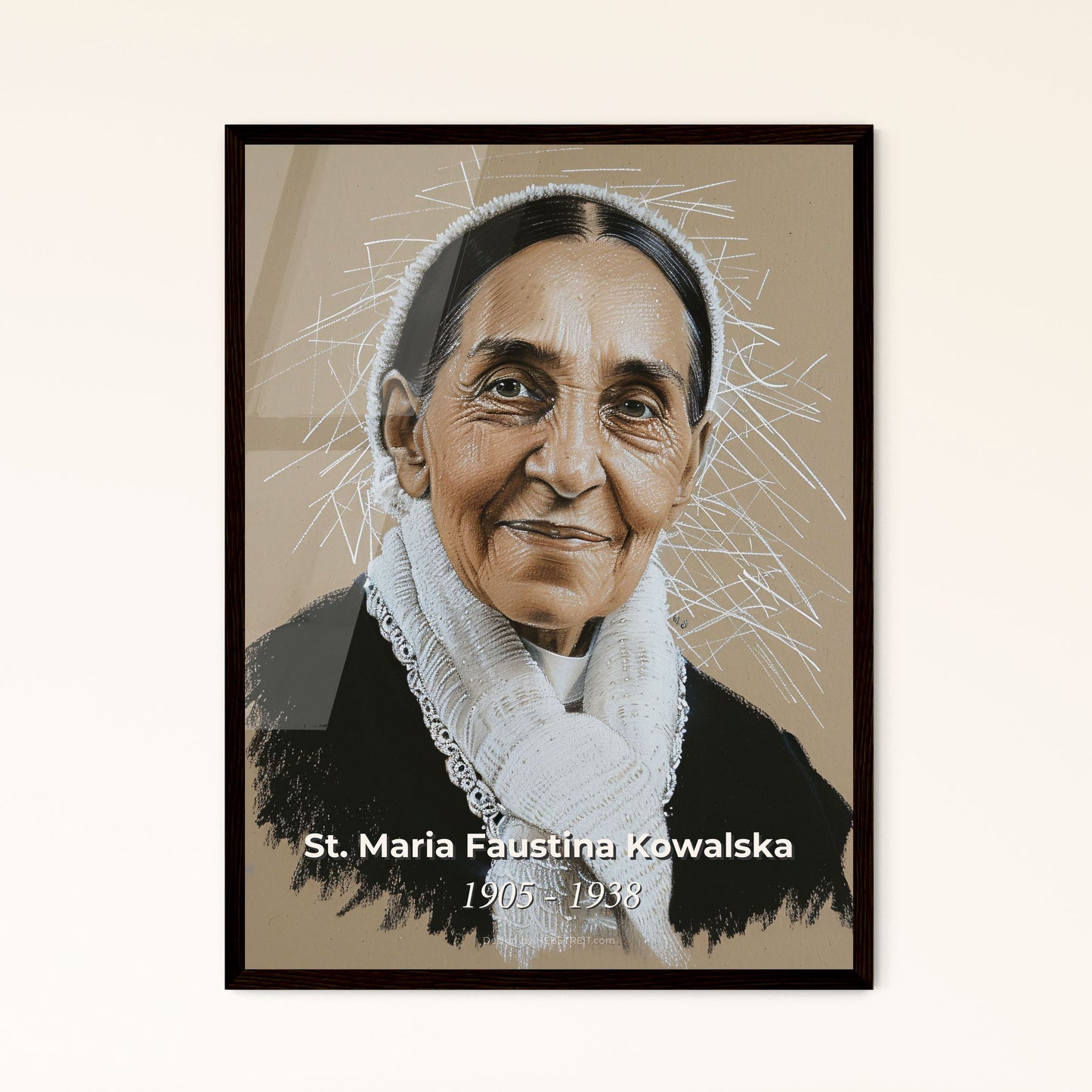 Divine Mercy Muse: Contemporary Portrait of St. Maria Faustina Kowalska - Elegant Print for Home Decor & Meaningful Gifts