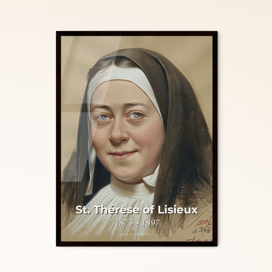 St. Thérèse of Lisieux: Ethereal Contemporary Art Print - Divine Influence & Graceful Composition in Warm Hues for Unique Home Decor