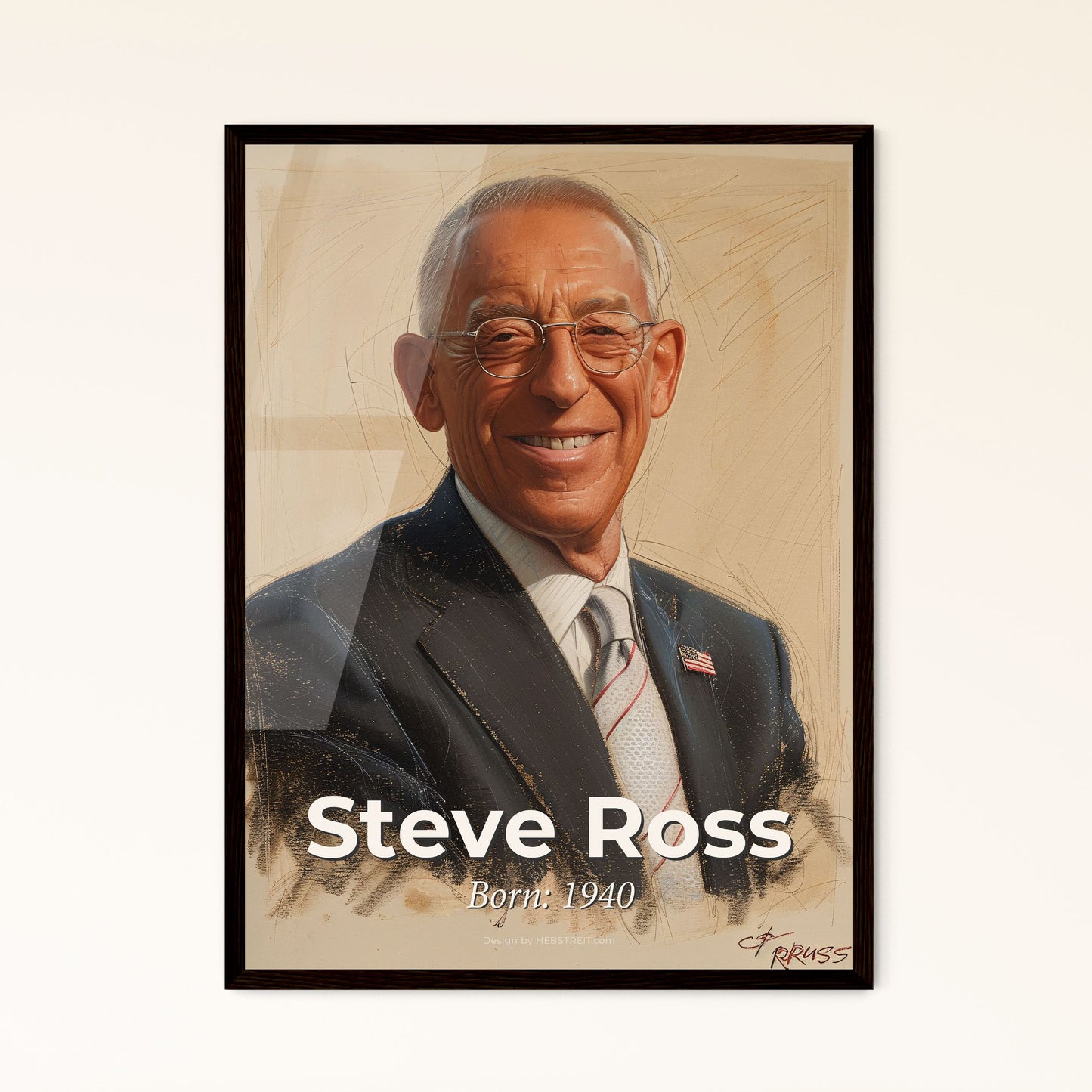 Contemporary Portrait of Steve Ross: Dynamic Hues & Elegant Lines – Perfect for Gifting or Elevating Your Home Decor