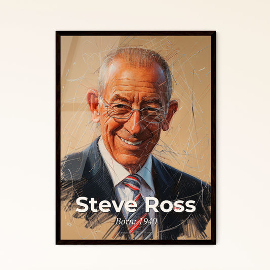 Dynamic Portrait of Steve Ross: Celebrating Visionary Development - Hudson Yards’ Founder in Stunning Contemporary Art Print