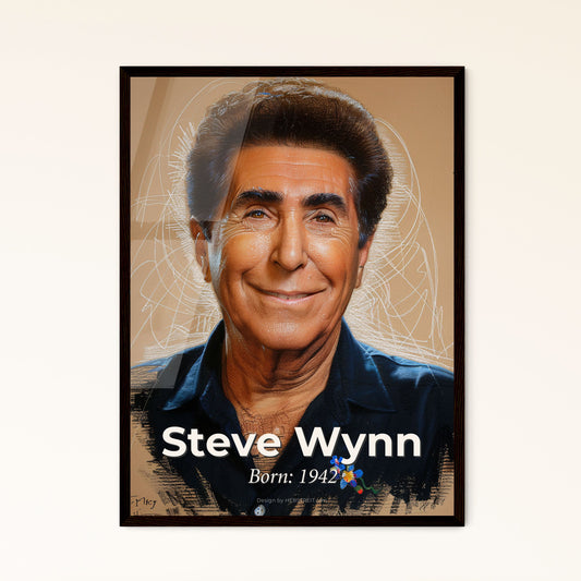 Captivating Portrait of Steve Wynn: Iconic Visionary of Las Vegas Resorts – Elegant Contemporary Artwork for Luxe Home Decor