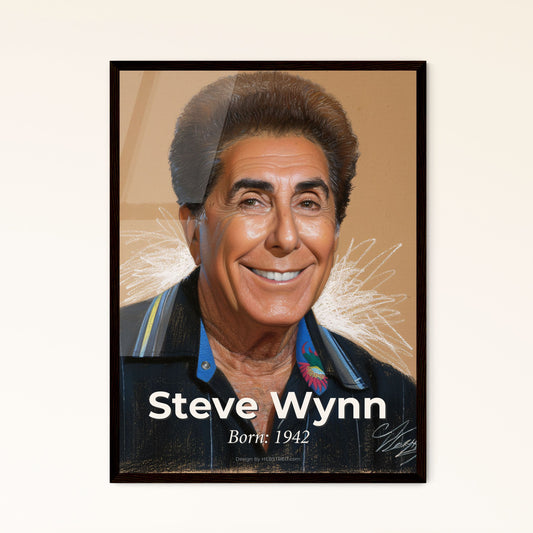 Elegant Portrait of Steve Wynn: Captivating Contemporary Art Print Celebrating the Visionary Hotelier of Las Vegas' Iconic Resorts