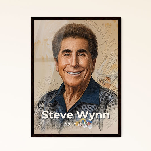 Vibrant Portrait of Steve Wynn: Celebrating Visionary Hotelier & Iconic Las Vegas Innovator – Perfect for Modern Home Decor