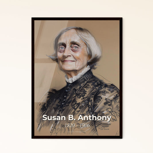 Empowering Portrait of Susan B. Anthony: A Contemporary Tribute to Women’s Rights - Striking Artwork for Your Home Decor