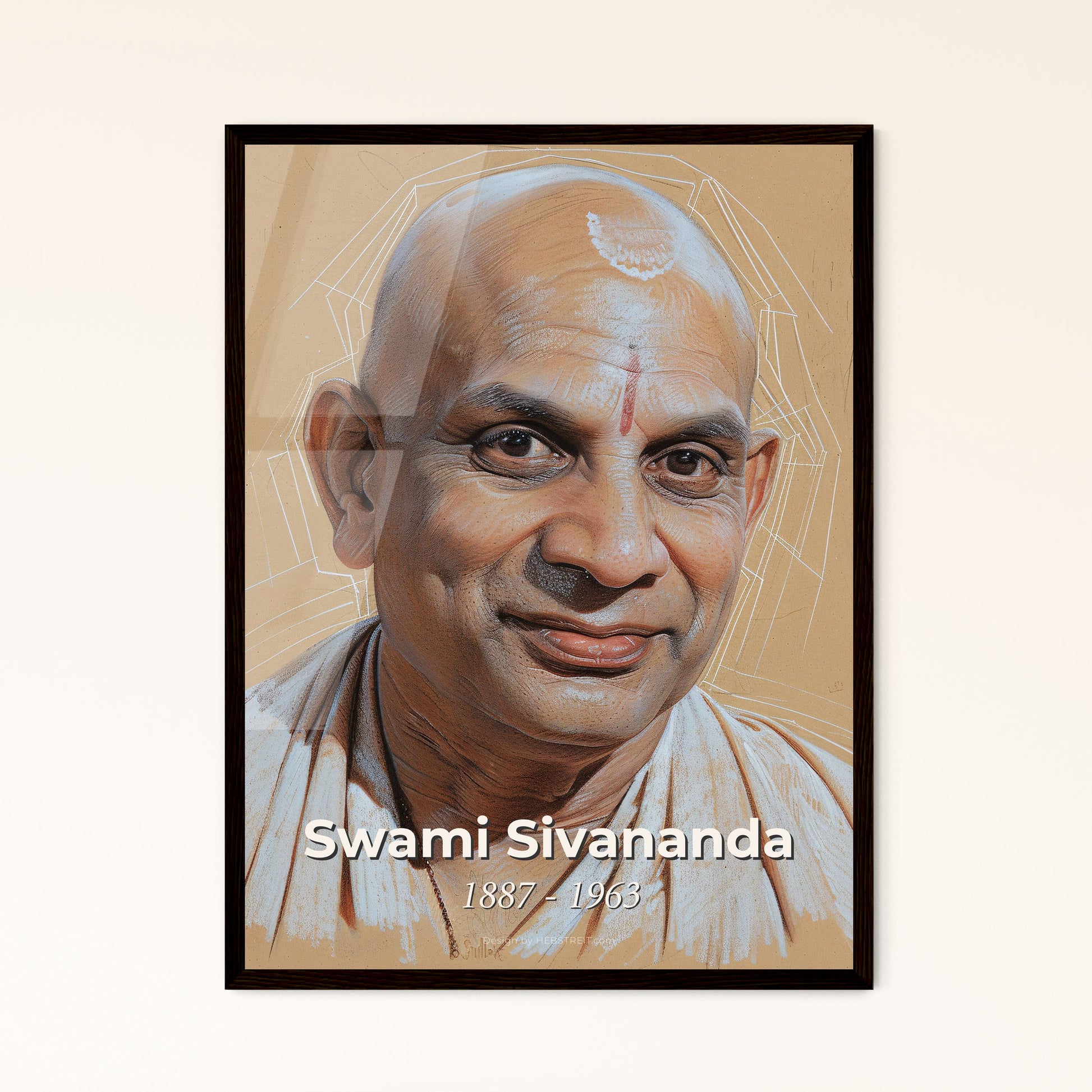 Vibrant Portrait of Swami Sivananda: A Contemporary Art Tribute to the Spiritual Guru - Ideal Gift and Home Décor Accent