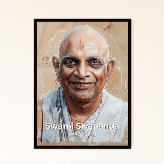 Elegant Contemporary Portrait of Swami Sivananda: A Stunning Fusion of Modern Art and Spiritual Legacy for Home Décor