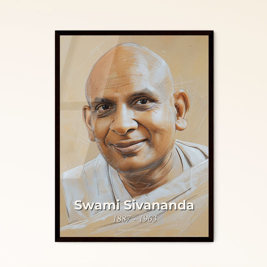 Swami Sivananda: A Contemporary Portrait of Spiritual Wisdom - Vibrant Art Print for Modern Home Decor and Thoughtful Gifting