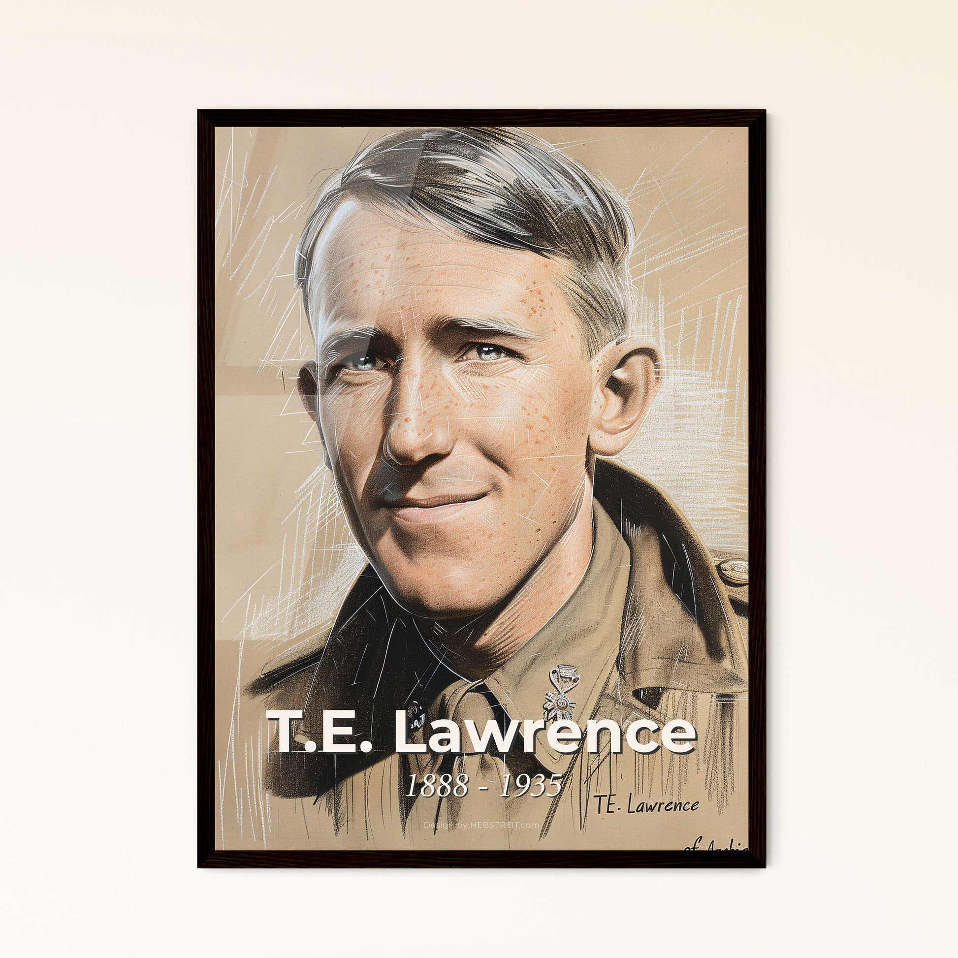 Radiant Portrait of T.E. Lawrence: A Contemporary Tribute to the Iconic Archaeologist & Military Officer in Dynamic Hues