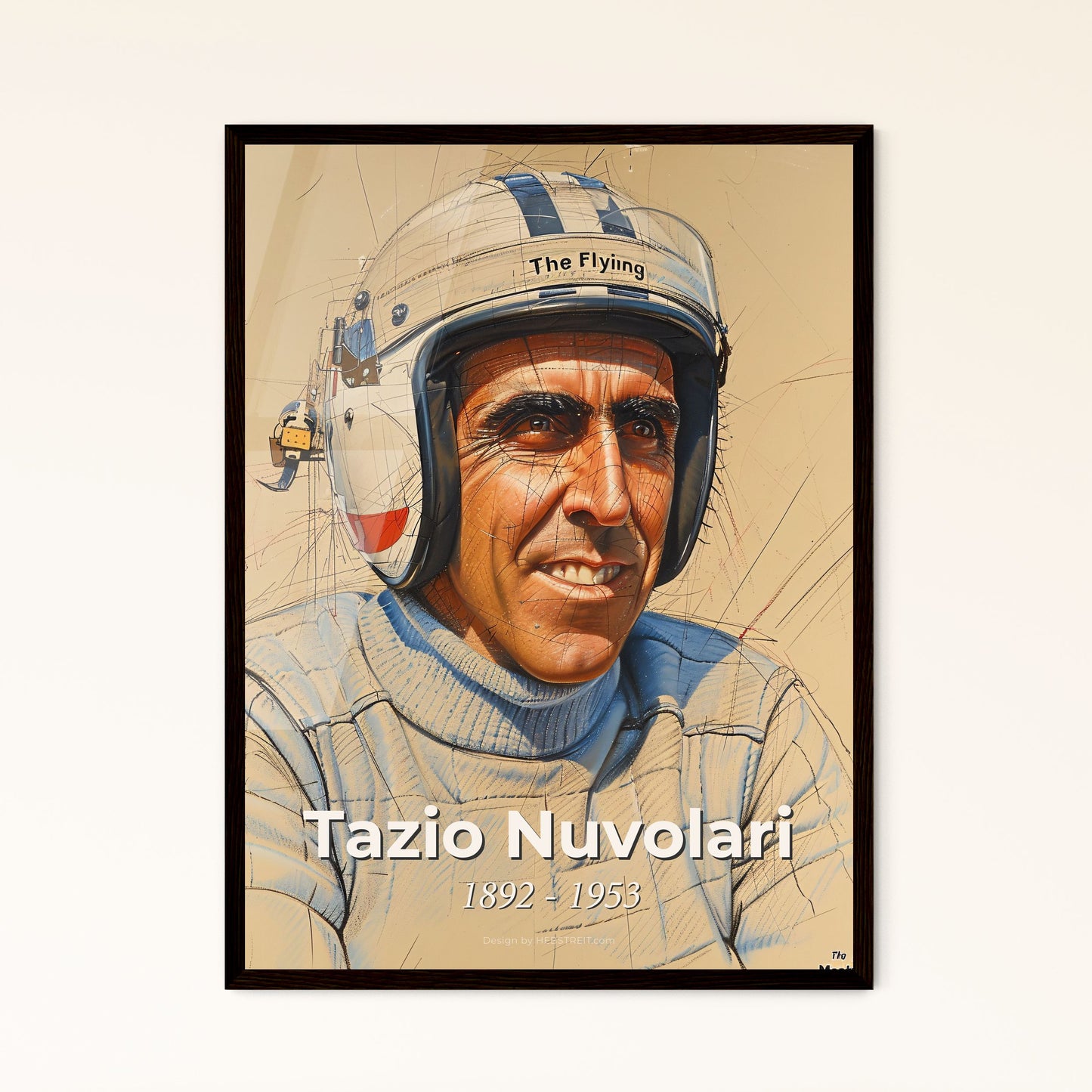 Timeless Tribute: Tazio Nuvolari - Iconic Flying Mantuan Portrait in Contemporary Art | Elevate Your Space with Unique Elegance