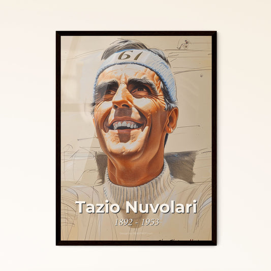 Exquisite Contemporary Portrait of Tazio Nuvolari - The Flying Mantuan - Striking Art Print for Home Decor & Unique Gifting