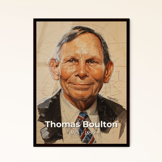 Elegant Tribute to Thomas Boulton: Exquisite Contemporary Portrait of a Pioneering Anesthesiologist – Perfect for Home Decor!