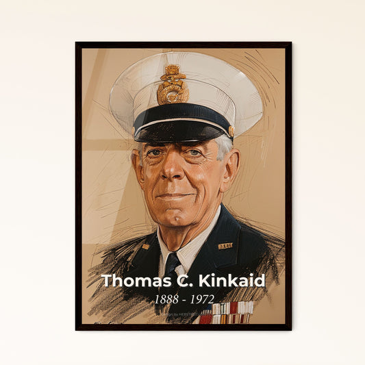 Admiral Thomas C. Kinkaid: Captivating Contemporary Portrait in Subtle Hues - Perfect Home Decor Gift in Artful Aluminum or Frame