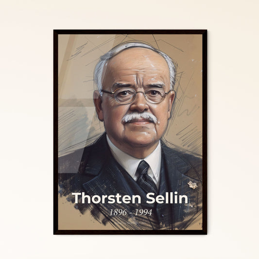 Captivating Portrait of Thorsten Sellin: A Criminologist's Legacy in Dynamic Contemporary Art - Perfect for Home Decor & Gifting!