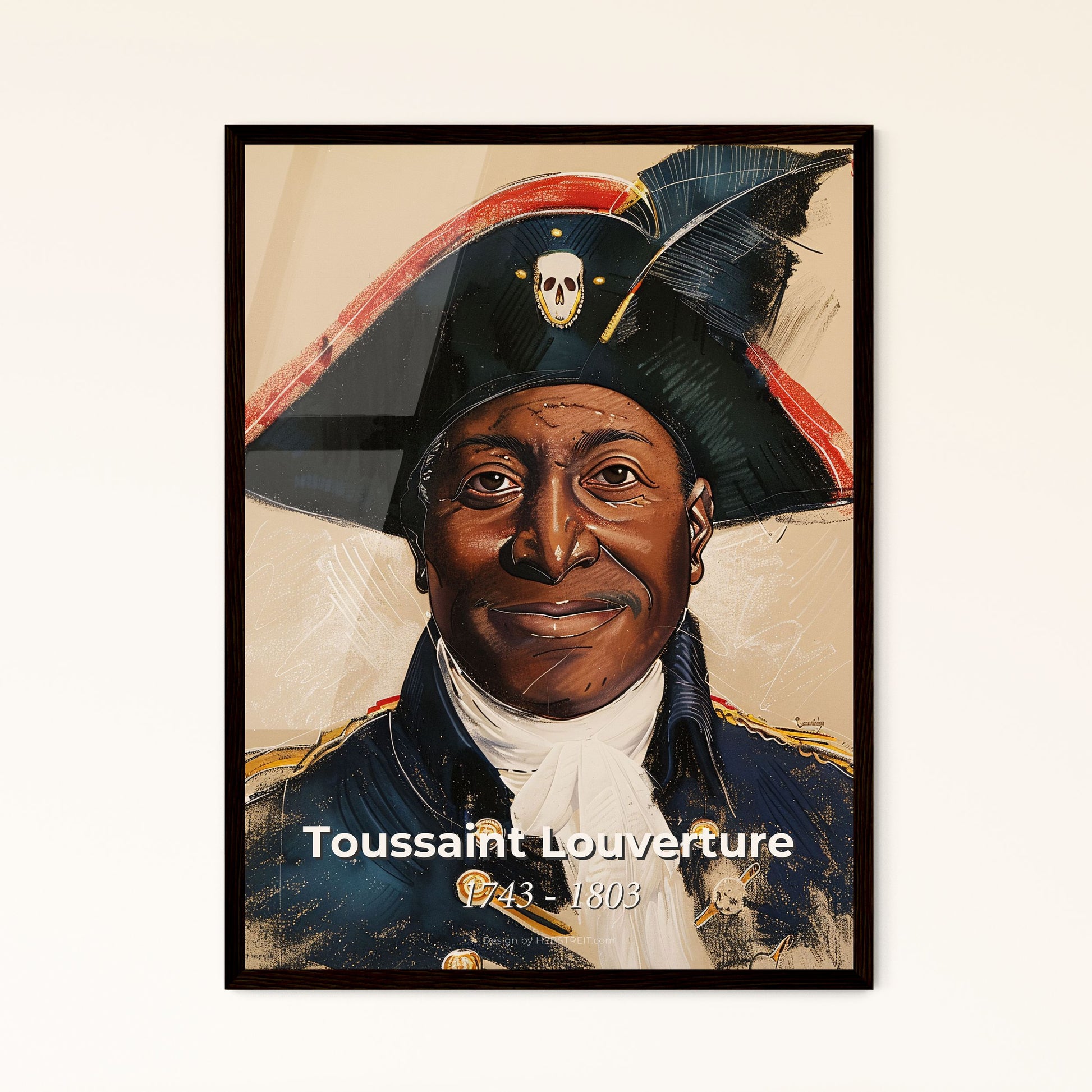 Toussaint Louverture: The Revolutionary Spirit - Vibrant Contemporary Portrait on Beige, Perfect for Home Decor & Gifting.