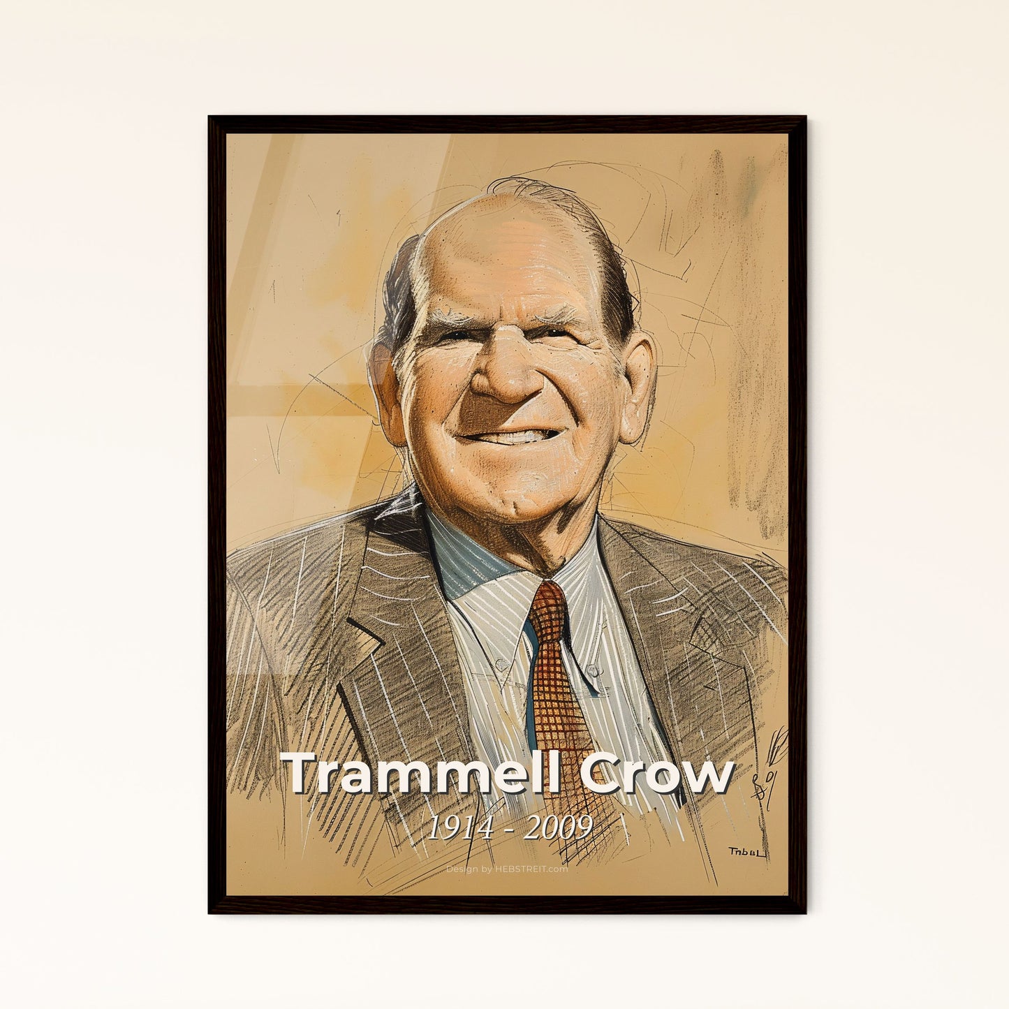 Trammell Crow: A Legacy in Lines - Contemporary Portrait of an Iconic Developer, Perfect for Stylish Home Decor & Gifting