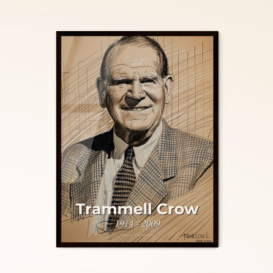 Trammell Crow: A Tribute – Captivating Contemporary Portrait of the Real Estate Pioneer in Vibrant Hues & Dynamic Lines