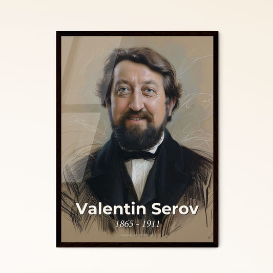 Elegant Serov-inspired Portrait: Expressive Lines & Subtle Hues on Beige - Ideal Gift or Stunning Home Decor Print