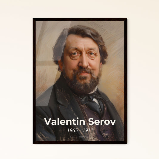 Elegant Serov-Inspired Portrait Print: Captivating Expression on Beige, Dynamic Lines, Perfect for Home Decor & Thoughtful Gifts!